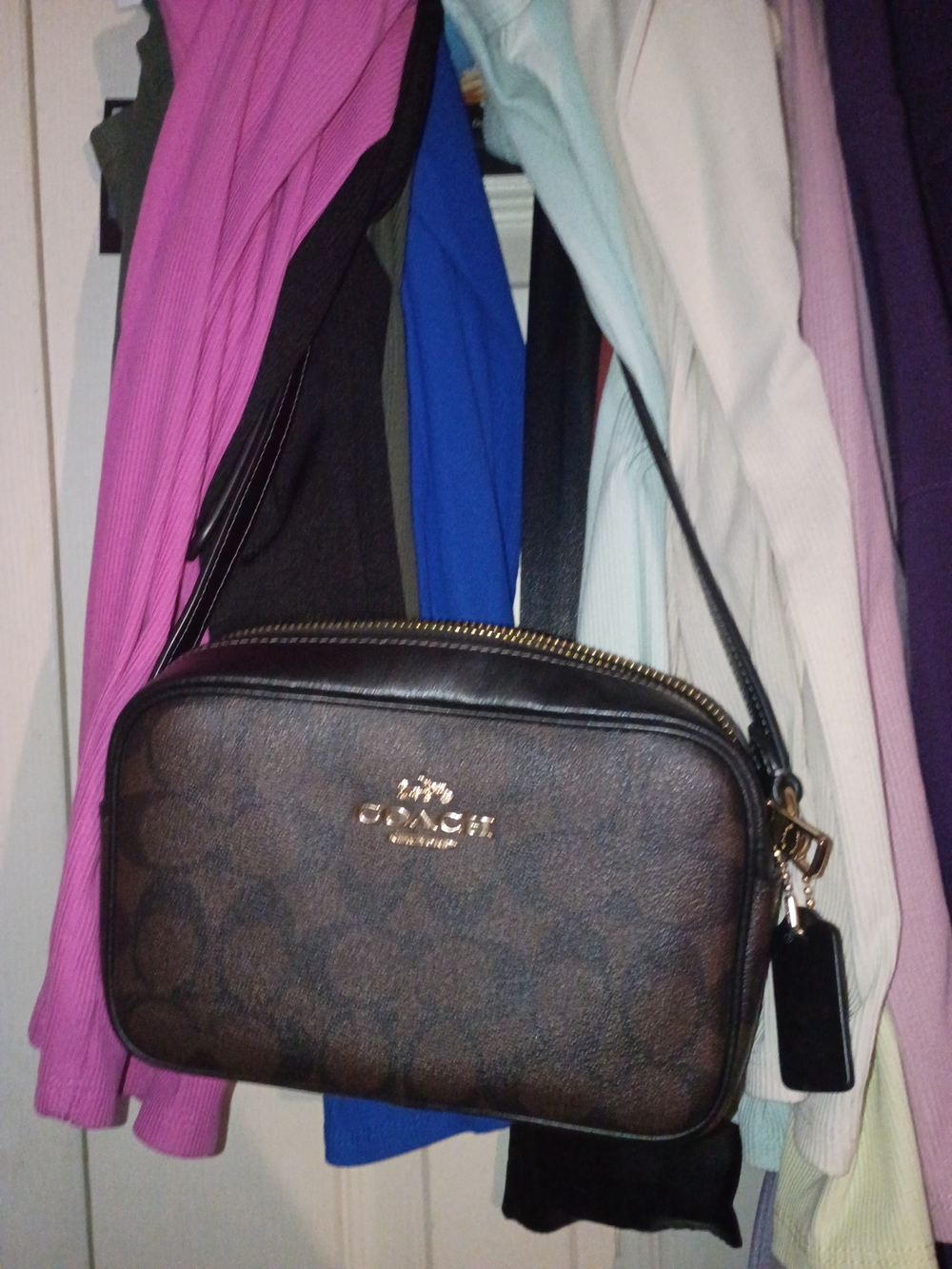 Coach Mini Jamie Camera Bag Brown Monogram Crossbody